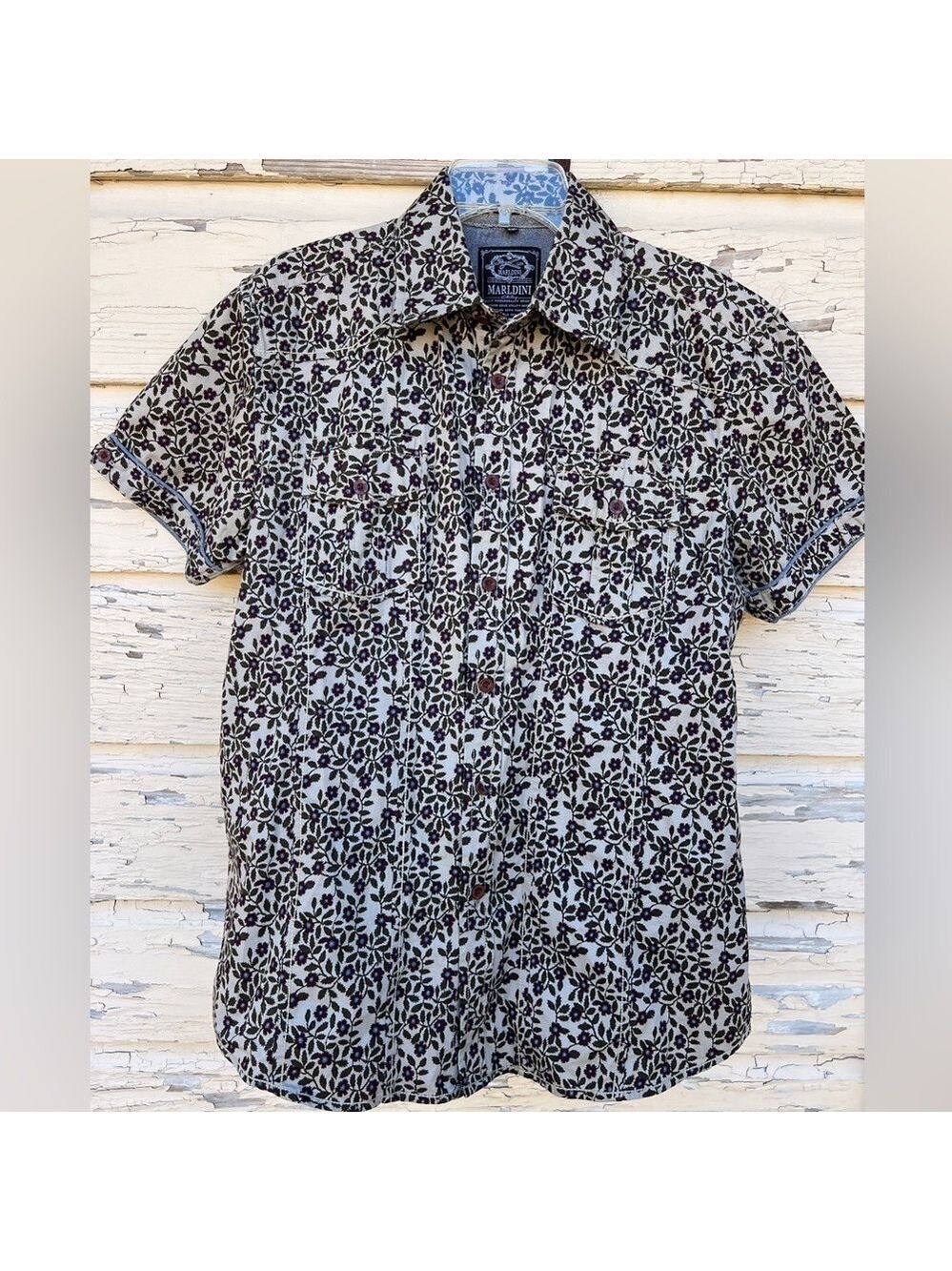 Marldini Clothing Ditsy Floral Cotton Western Rodeo Cut Button-Down Shirt XXL